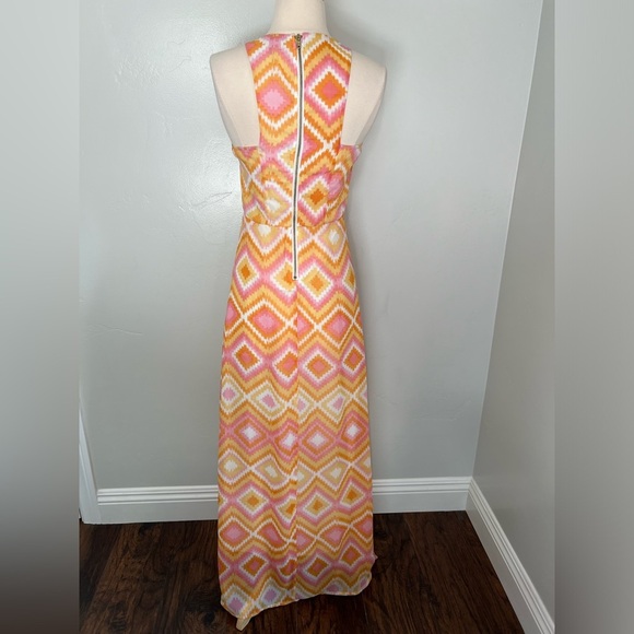 Bar III Coral Reef Pink/Orange Geometric Printed Racerback Maxi Dress - Picture 4 of 6